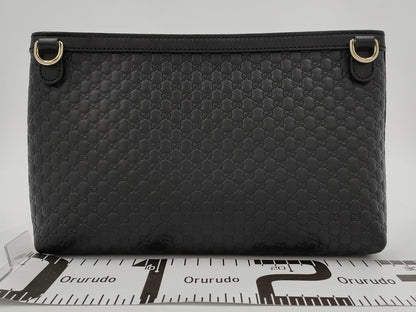 GUCCI Microsima Leather Black Shoulder Bag 607723