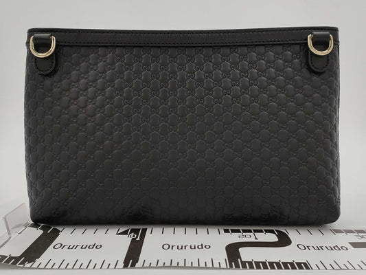 GUCCI Microsima Leather Black Shoulder Bag 607723