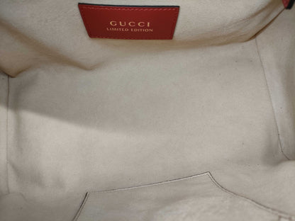 GUCCI GG Supreme PVC x Leather 2-Way Handbag, Beige x Red, 409529, Shoulder Strap, Shoulder Bag