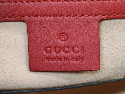 GUCCI GG Supreme PVC x Leather 2-Way Handbag, Beige x Red, 409529, Shoulder Strap, Shoulder Bag