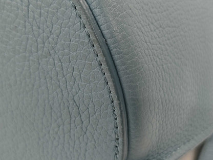 CELINE Bucket Bag, Dark Blue with Silver Hardware and Leather, 187243, Shoulder Strap Handbag