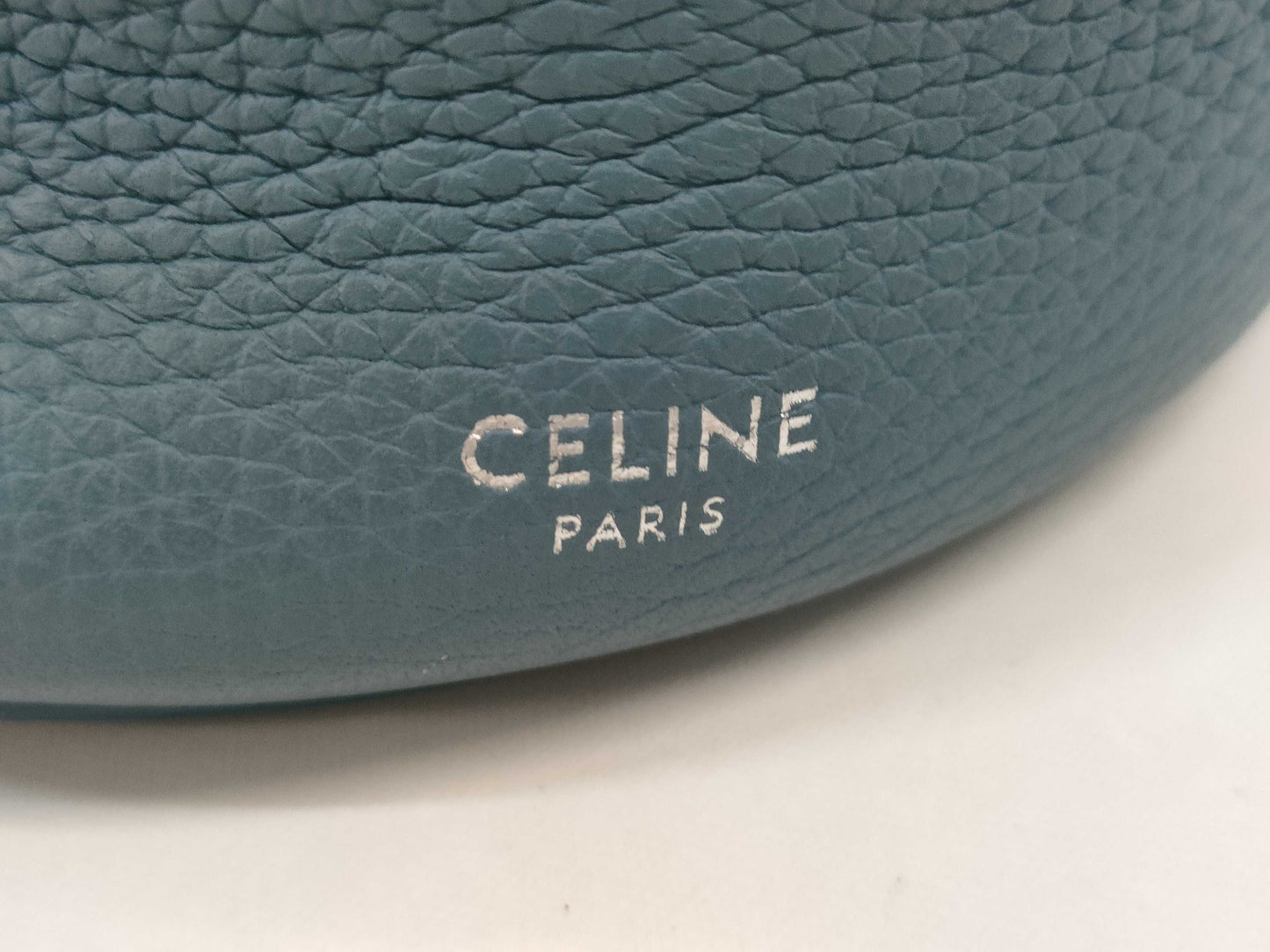 CELINE Bucket Bag, Dark Blue with Silver Hardware and Leather, 187243, Shoulder Strap Handbag