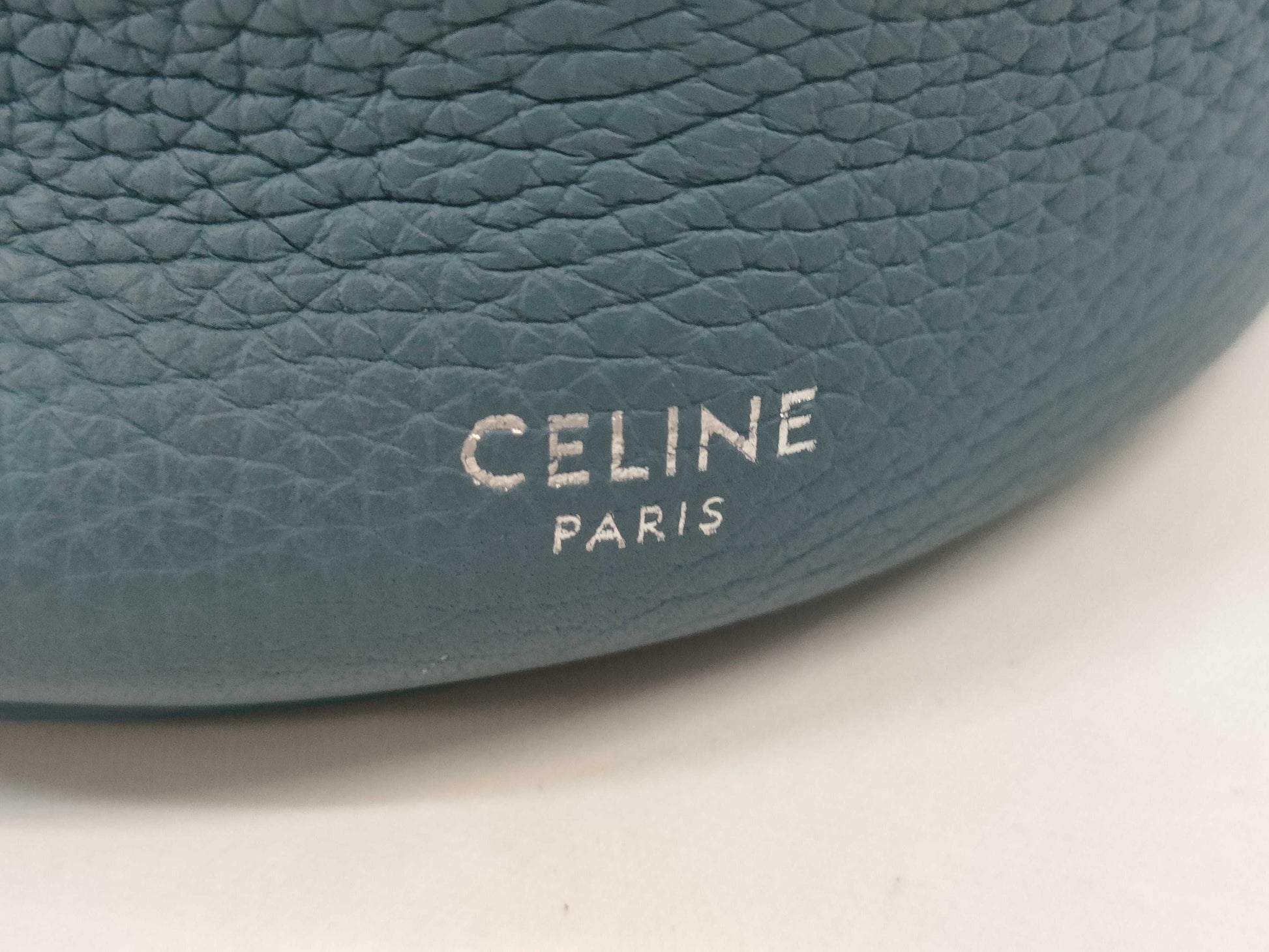 CELINE Bucket Bag, Dark Blue with Silver Hardware and Leather, 187243, Shoulder Strap Handbag