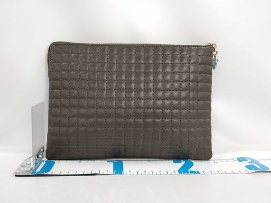 CELINE Khaki Calf Leather Clutch Bag with Dust Bag