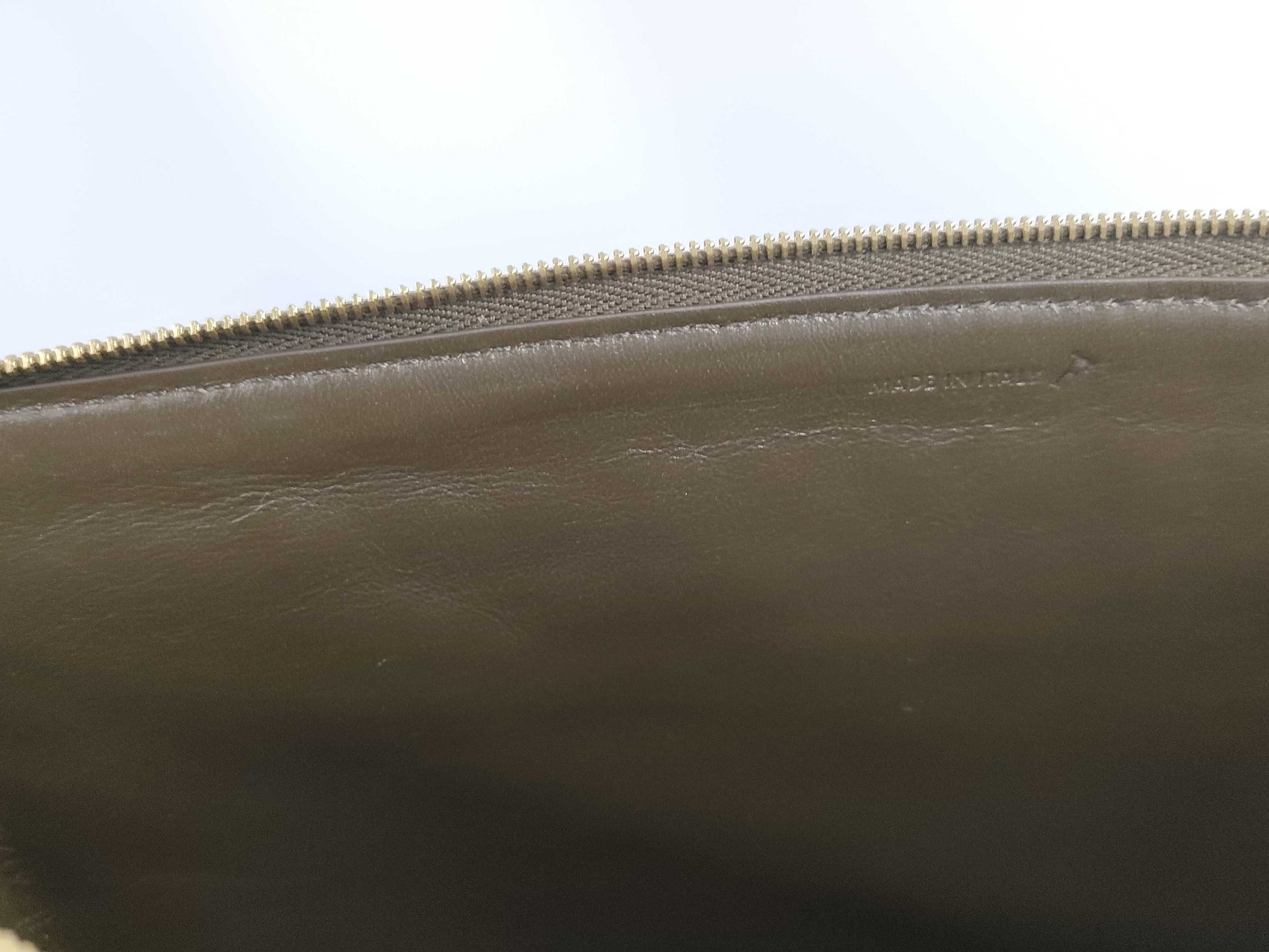 CELINE Khaki Calf Leather Clutch Bag with Dust Bag