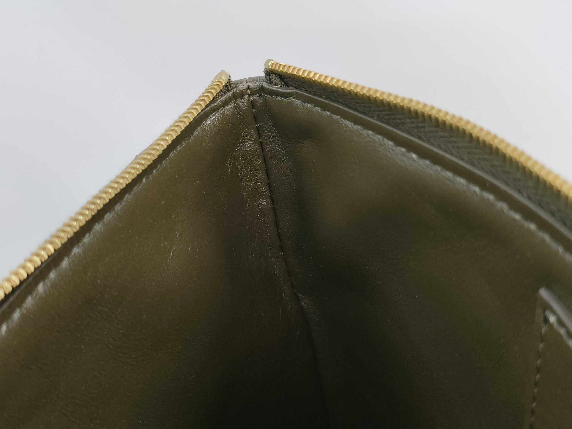 CELINE Khaki Calf Leather Clutch Bag with Dust Bag