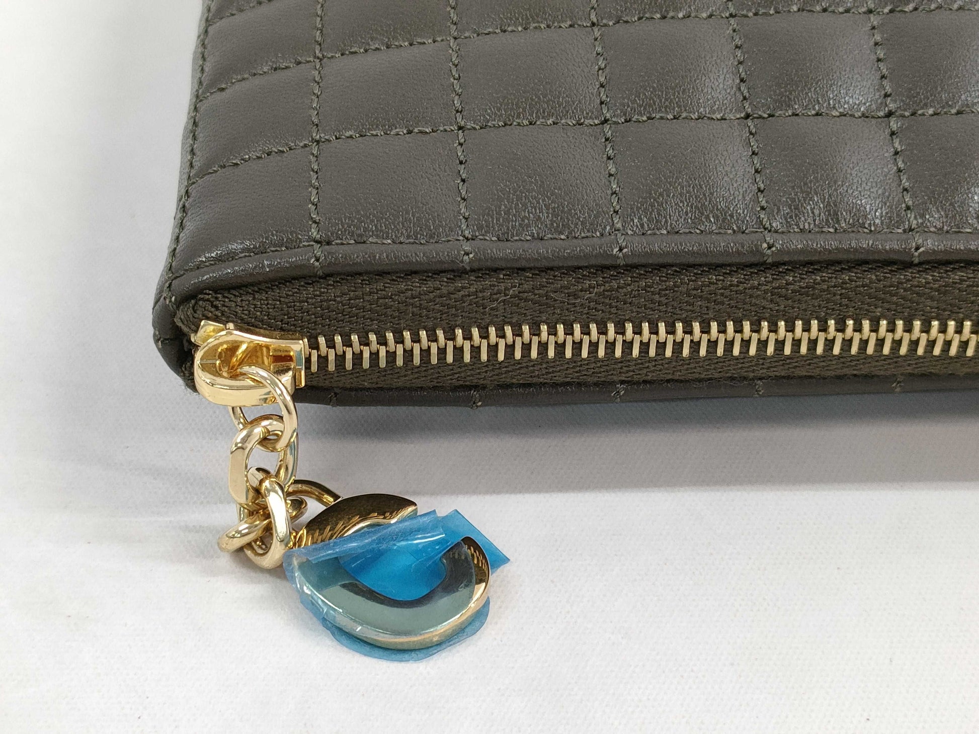 CELINE Khaki Calf Leather Clutch Bag with Dust Bag