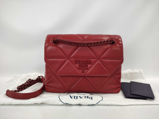 PRADA Prada Spectrum Small Leather Chain Shoulder Bag in Red, Dust Bag, Instructions, Shoulder Bag