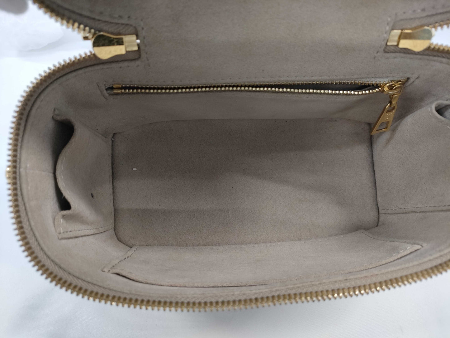 LOUIS VUITTON Vanity PM 2-way Bag, Beige Gold Hardware, Monogram Empreinte M45608, RFID, Shoulder Strap, Two Keys, Cadena Cloche, Shoulder Bag