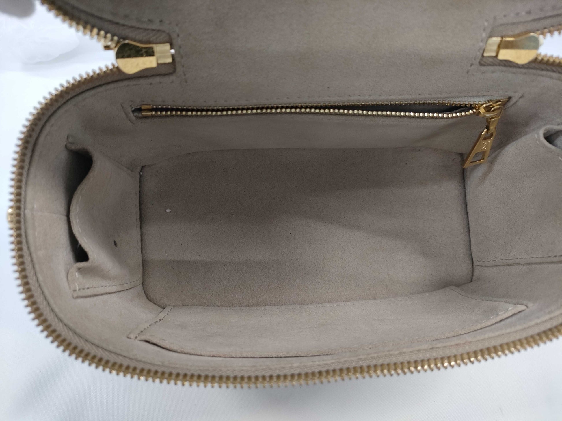 LOUIS VUITTON Vanity PM 2-way Bag, Beige Gold Hardware, Monogram Empreinte M45608, RFID, Shoulder Strap, Two Keys, Cadena Cloche, Shoulder Bag