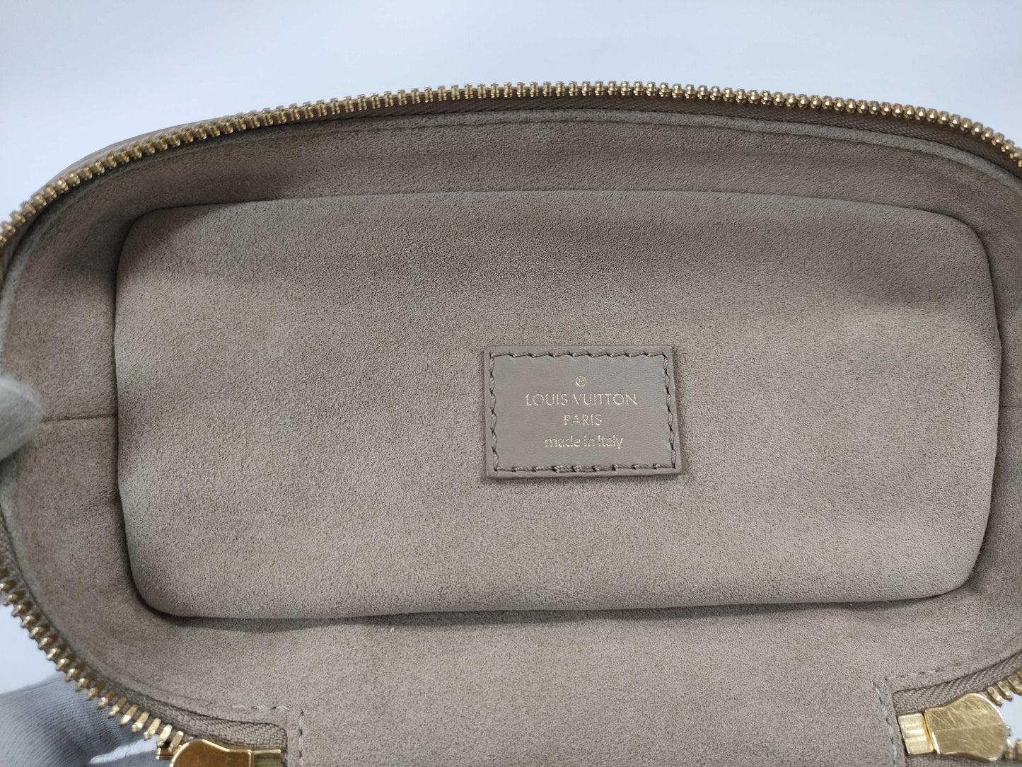 LOUIS VUITTON Vanity PM 2-way Bag, Beige Gold Hardware, Monogram Empreinte M45608, RFID, Shoulder Strap, Two Keys, Cadena Cloche, Shoulder Bag