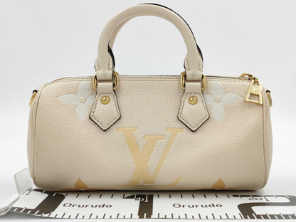 LOUIS VUITTON Papillon BB Handbag, Beige, Gold Hardware, Monogram Empreinte, M45708, RFID Pouch, Shoulder Bag