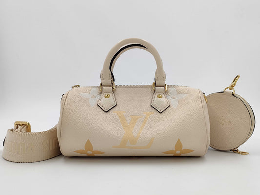 LOUIS VUITTON Papillon BB Handbag, Beige, Gold Hardware, Monogram Empreinte, M45708, RFID Pouch, Shoulder Bag