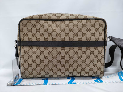 GUCCI GG Canvas and Leather Shoulder Bag, Beige and Brown, 449173, Dust Bag, Instructions, Shoulder Bag