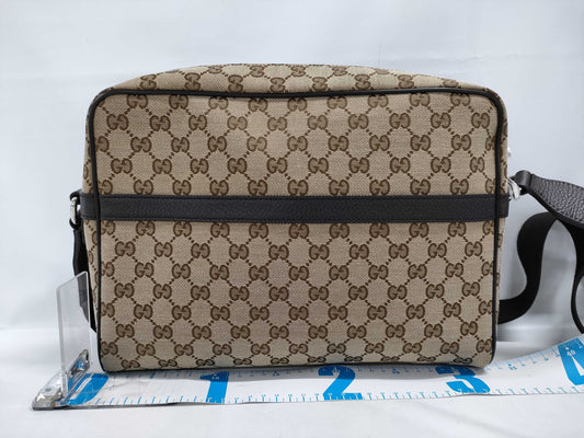 GUCCI GG Canvas and Leather Shoulder Bag, Beige and Brown, 449173, Dust Bag, Instructions, Shoulder Bag