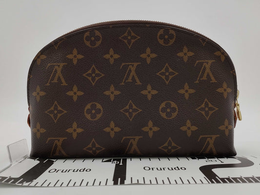 LOUIS VUITTON Cosmetic GM Pouch, Brown with Gold Hardware, Monogram Canvas, M47353, RFID Pouch