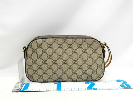 GUCCI Neo Vintage GG Supreme Messenger Shoulder Bag in Beige and Brown with Gold Hardware, Coated Canvas and Calfskin Leather, Item Number 476466 622011, Storage Box, Shoulder Bag