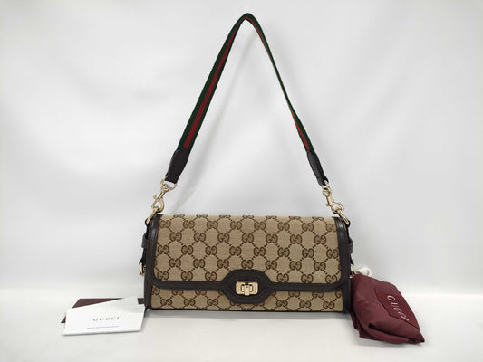 GUCCI GG Canvas Luce Beige/Brown Shoulder Bag Canvas/Leather 786027 520981 Shoulder Bag