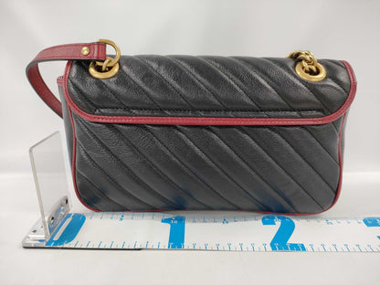 GUCCI GG Marmont Quilted Small Shoulder Bag in Black, Red, and Gold Hardware with Leather, 443497, Dust Bag, Shoulder Bag