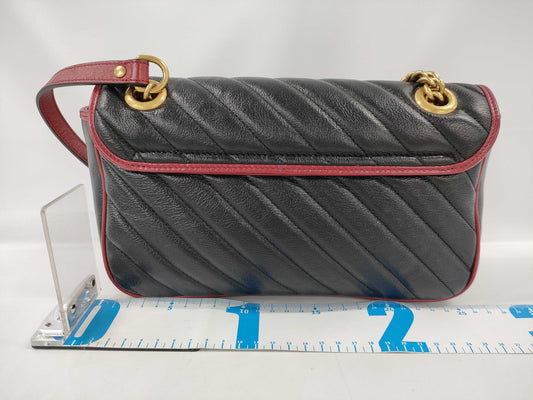 GUCCI GG Marmont Quilted Small Shoulder Bag in Black, Red, and Gold Hardware with Leather, 443497, Dust Bag, Shoulder Bag