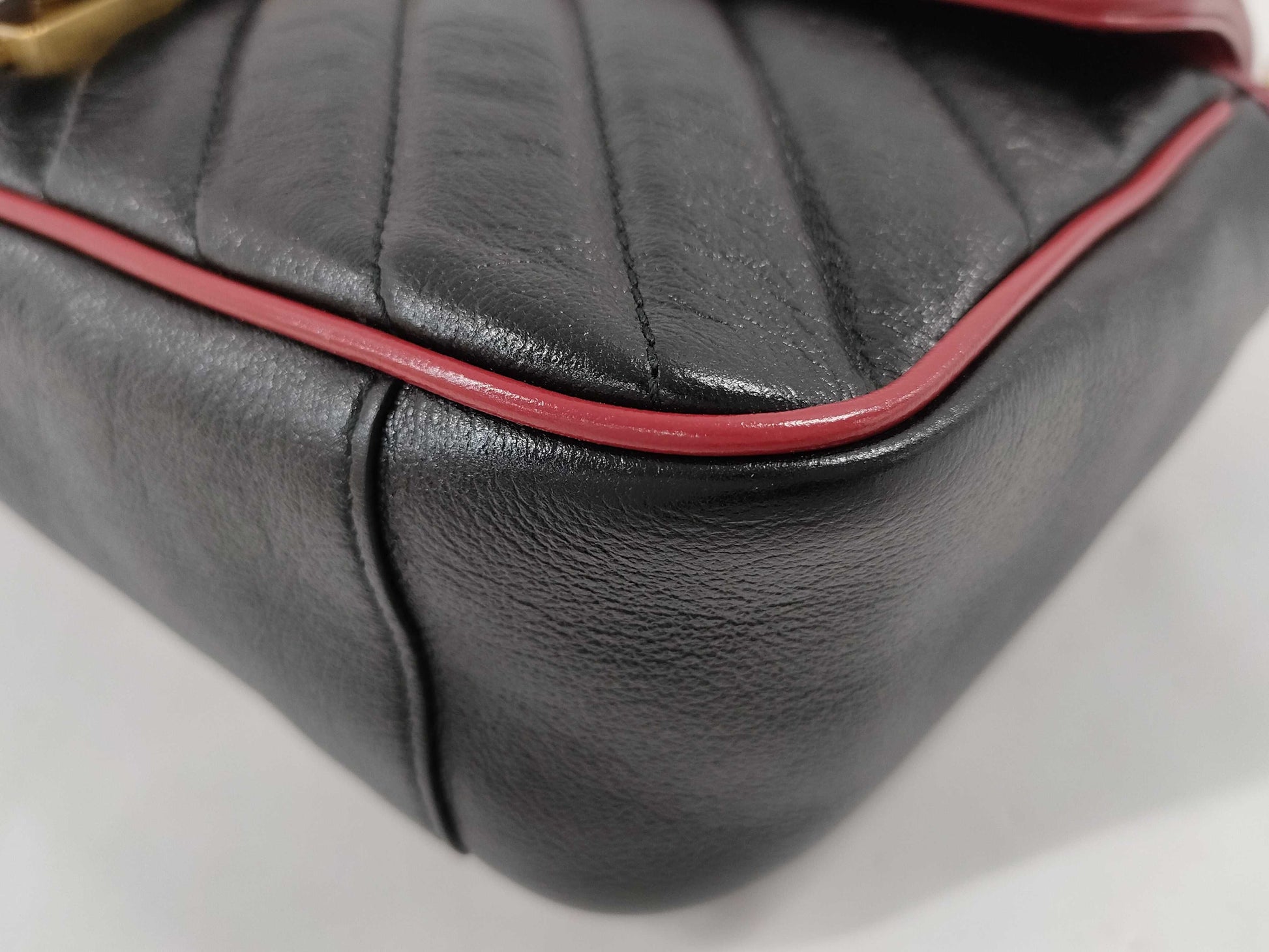 GUCCI GG Marmont Quilted Small Shoulder Bag in Black, Red, and Gold Hardware with Leather, 443497, Dust Bag, Shoulder Bag