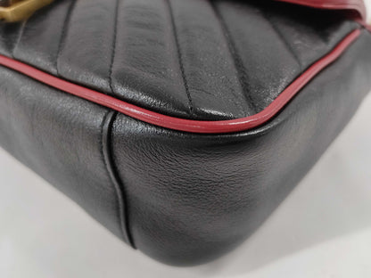 GUCCI GG Marmont Quilted Small Shoulder Bag in Black, Red, and Gold Hardware with Leather, 443497, Dust Bag, Shoulder Bag