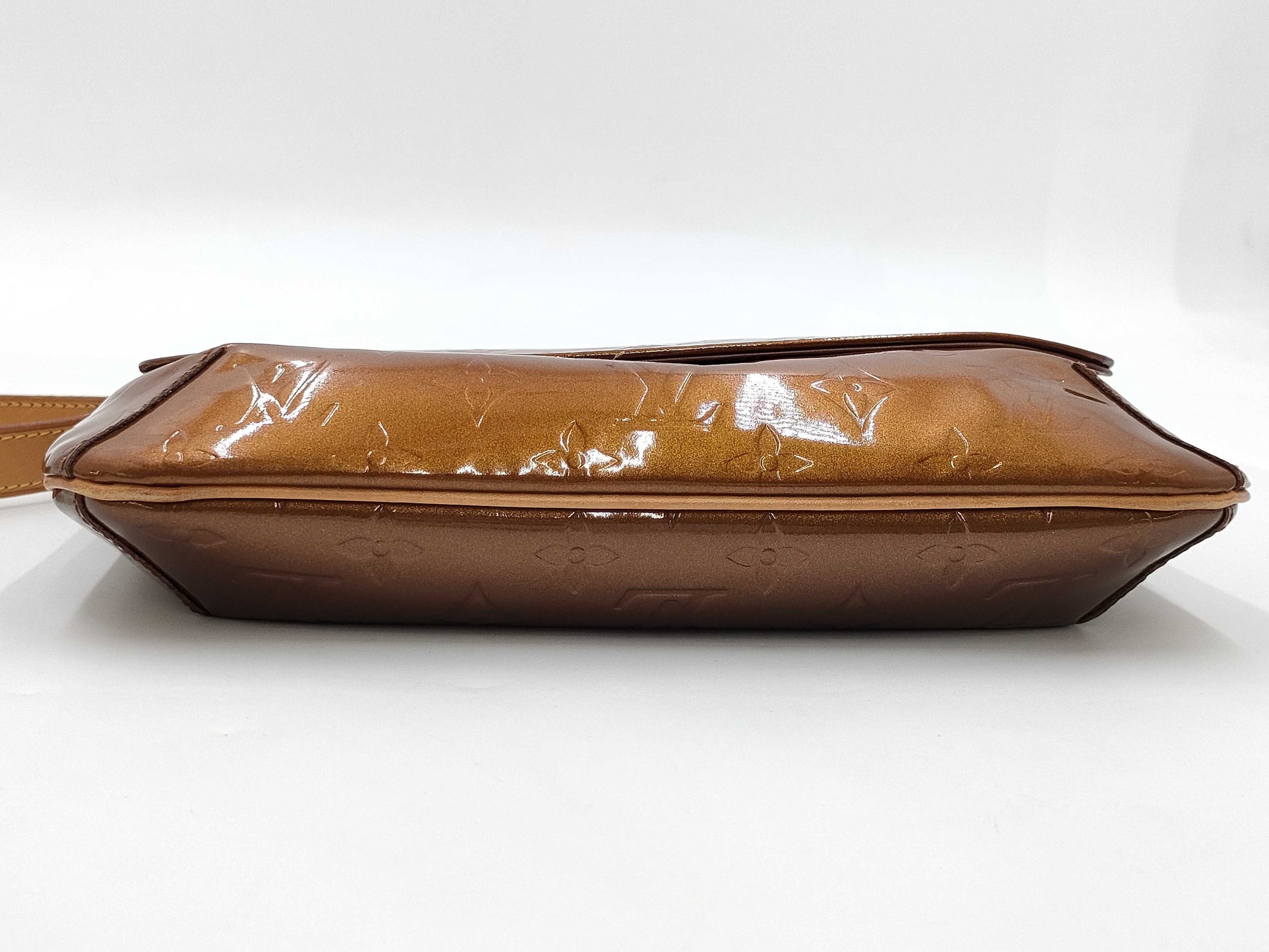 LOUIS VUITTON Monogram Vernis Thompson Street Shoulder Bag in Bronze with Gold Hardware, M91124 CA0090, Dust Bag