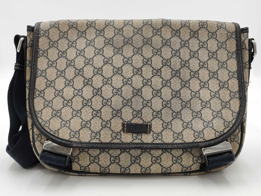 GUCCI GG Supreme Canvas Shoulder Bag in Beige PVC with Silver Hardware, 201732