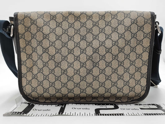 GUCCI GG Supreme Canvas Shoulder Bag in Beige PVC with Silver Hardware, 201732