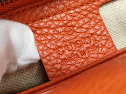 GUCCI GG Marmont Shoulder Bag in Orange Calfskin with Gold Hardware