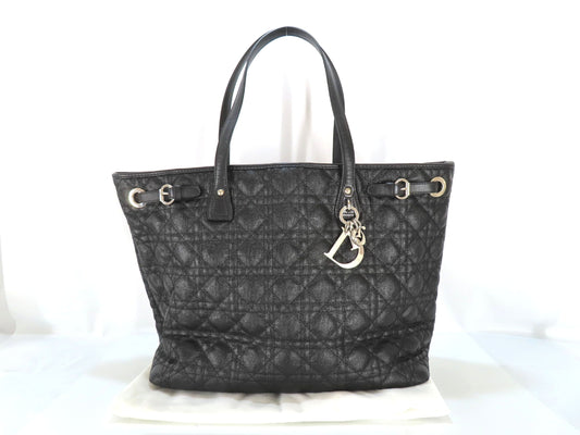 Christian Dior Cannage Panarea Tote Bag with G Hardware, Black