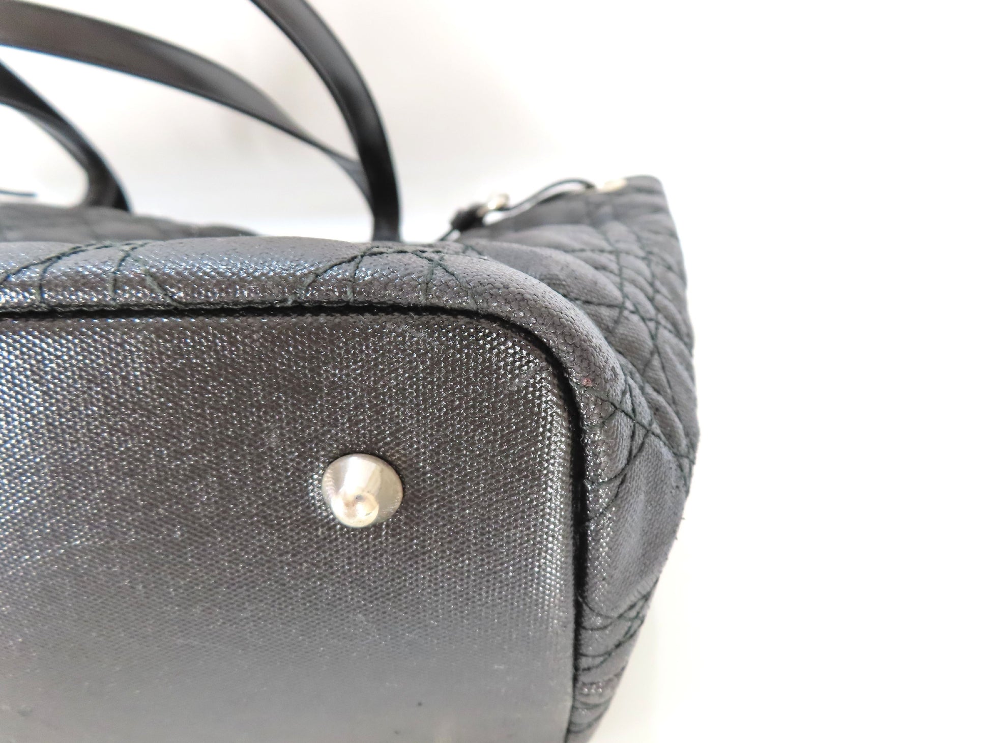 Christian Dior Cannage Panarea Tote Bag with G Hardware, Black