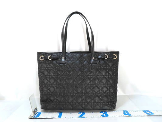 Christian Dior Cannage Panarea Tote Bag with G Hardware, Black
