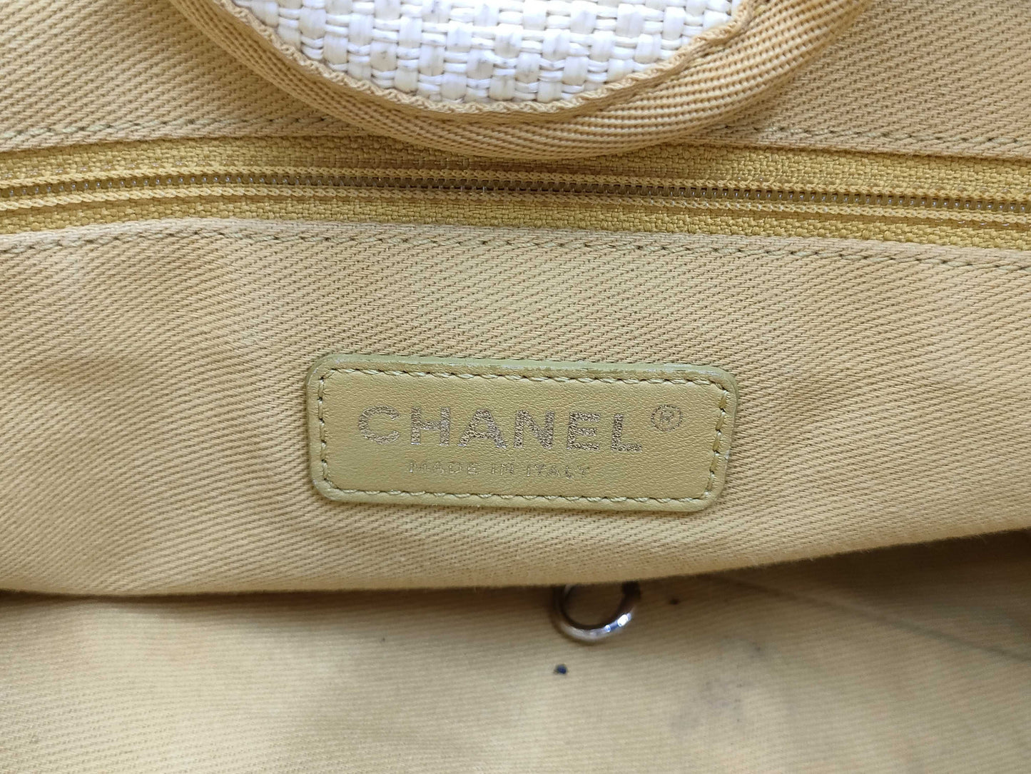 CHANEL Deauville GM Straw Chain Tote Bag, Yellow, 22nd Series