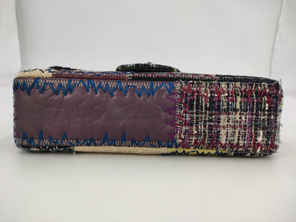 CHANEL Chain Shoulder Bag Patchwork Denim Tweed Leather Multicolor Silver Hardware 16 Series Shoulder Bag