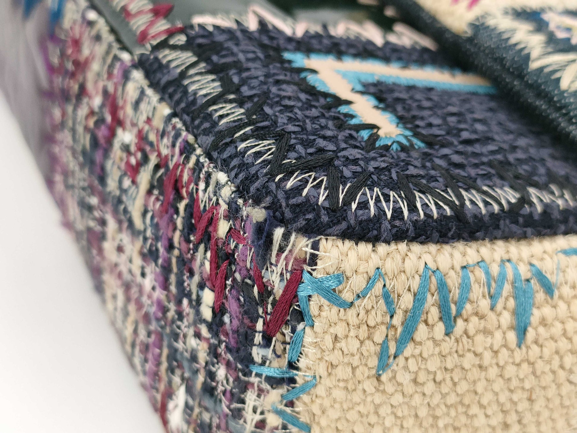 CHANEL Chain Shoulder Bag Patchwork Denim Tweed Leather Multicolor Silver Hardware 16 Series Shoulder Bag