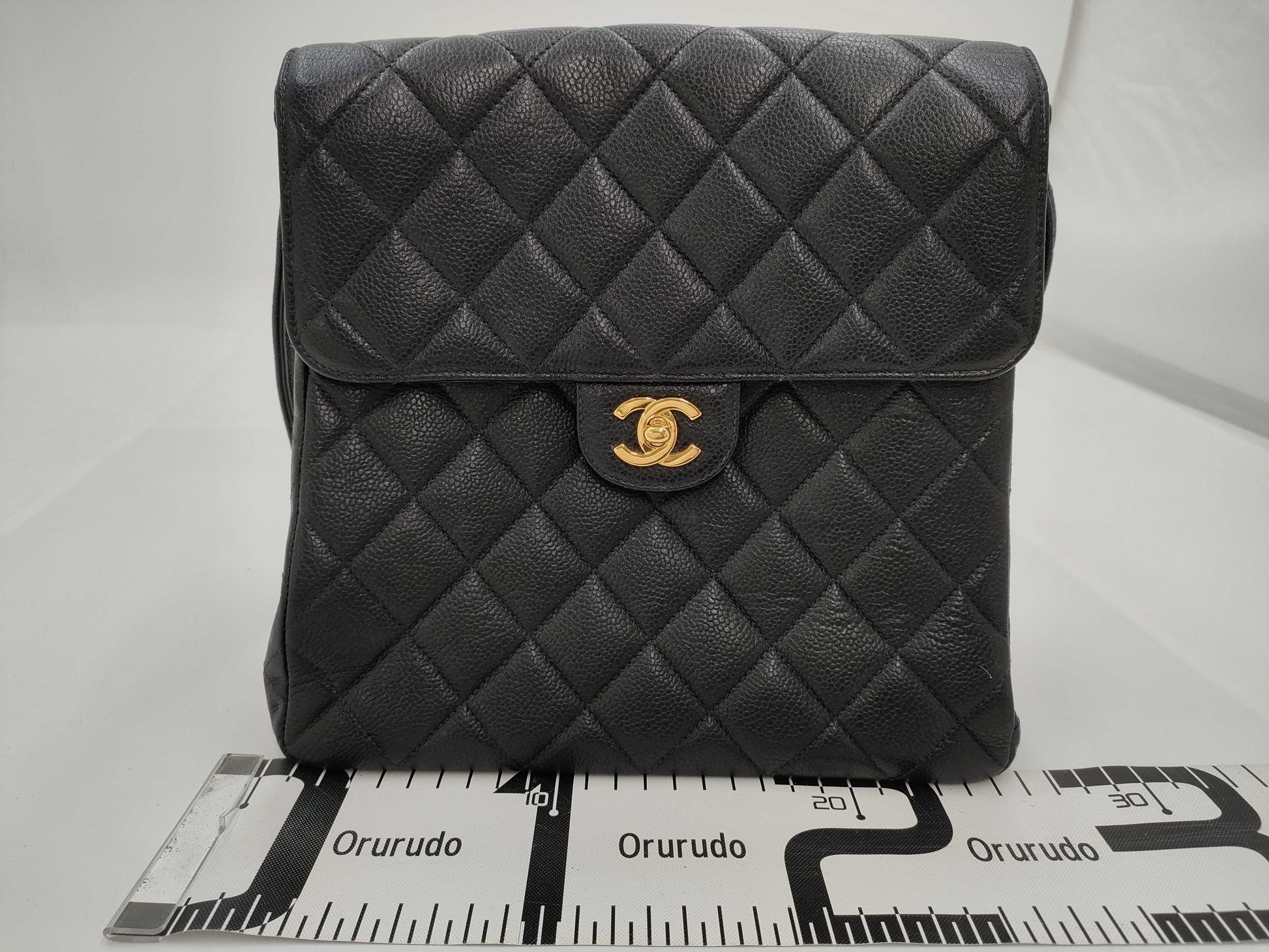 CHANEL Double-Face Matelasse Caviar Leather Shoulder Bag in Black with GD Hardware, No. 4
