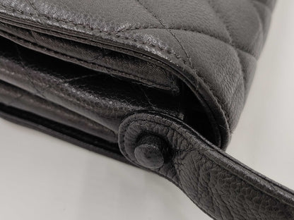 CHANEL Double-Face Matelasse Caviar Leather Shoulder Bag in Black with GD Hardware, No. 4