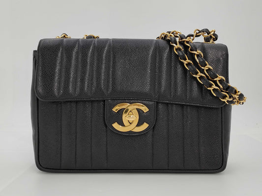 CHANEL Mademoiselle Chain Shoulder Bag with Caviar Skin