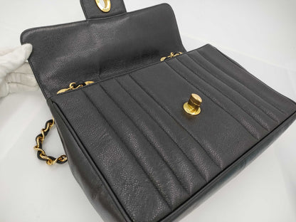 CHANEL Mademoiselle Chain Shoulder Bag with Caviar Skin