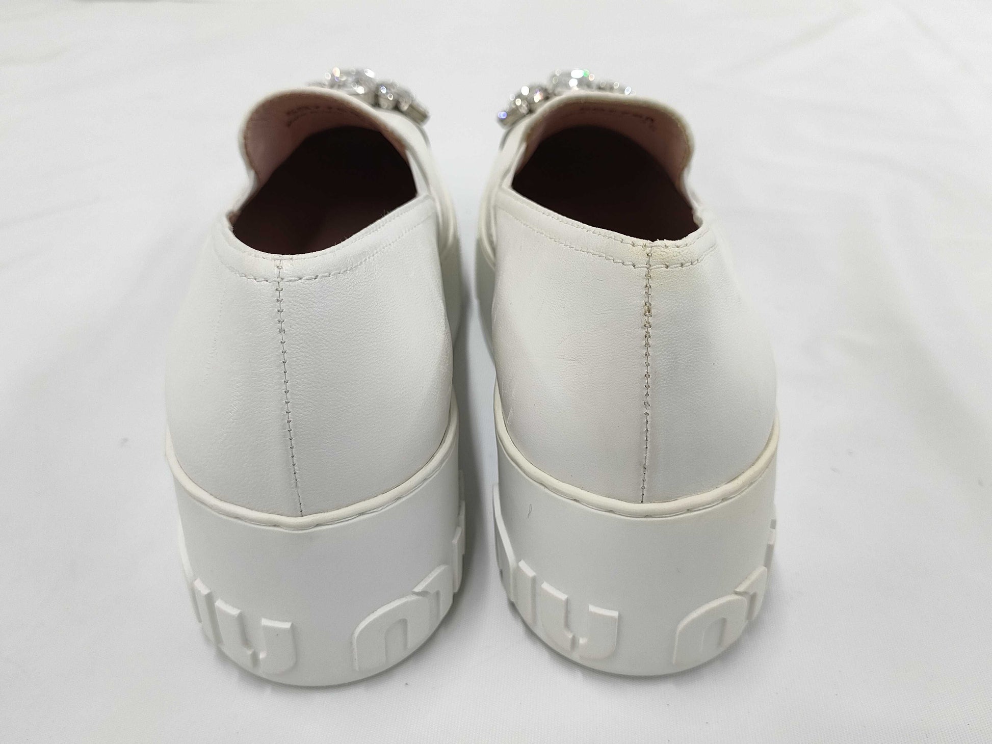 Miu Miu Beaded Slip-on Loafers, Size 36