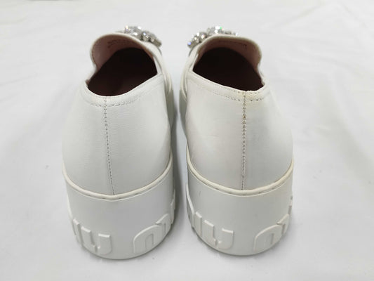 Miu Miu Beaded Slip-on Loafers, Size 36