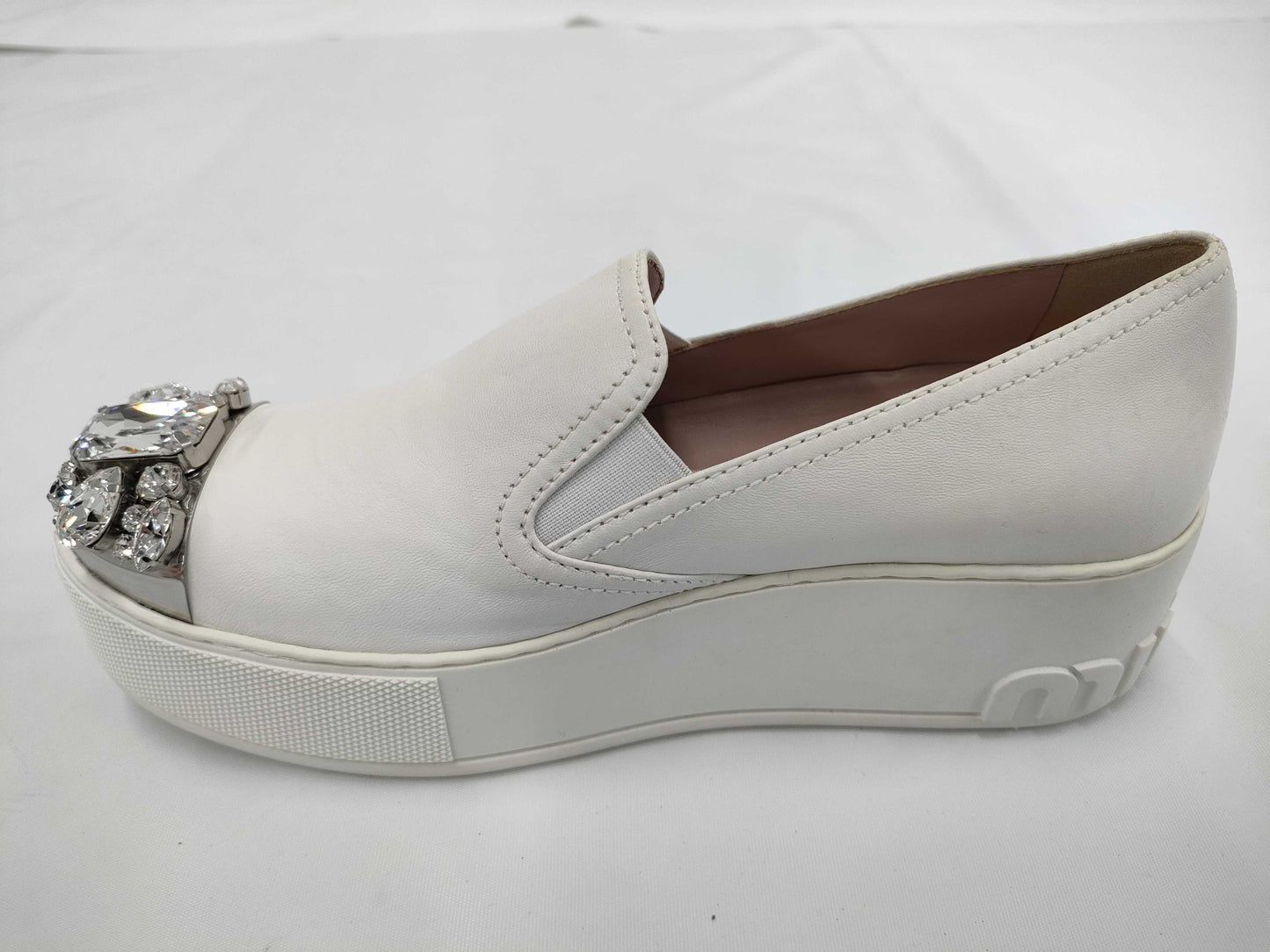 Miu Miu Beaded Slip-on Loafers, Size 36
