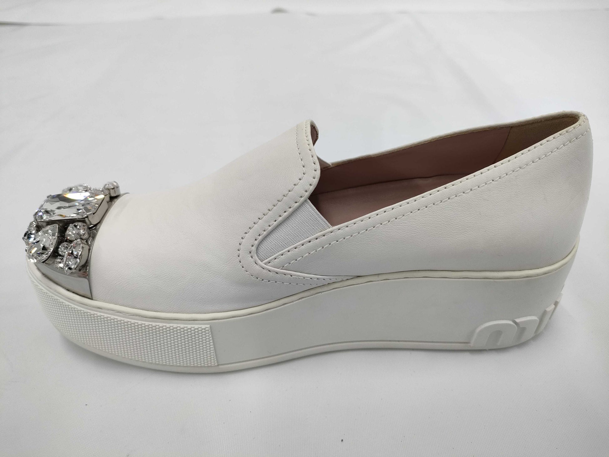 Miu Miu Beaded Slip-on Loafers, Size 36