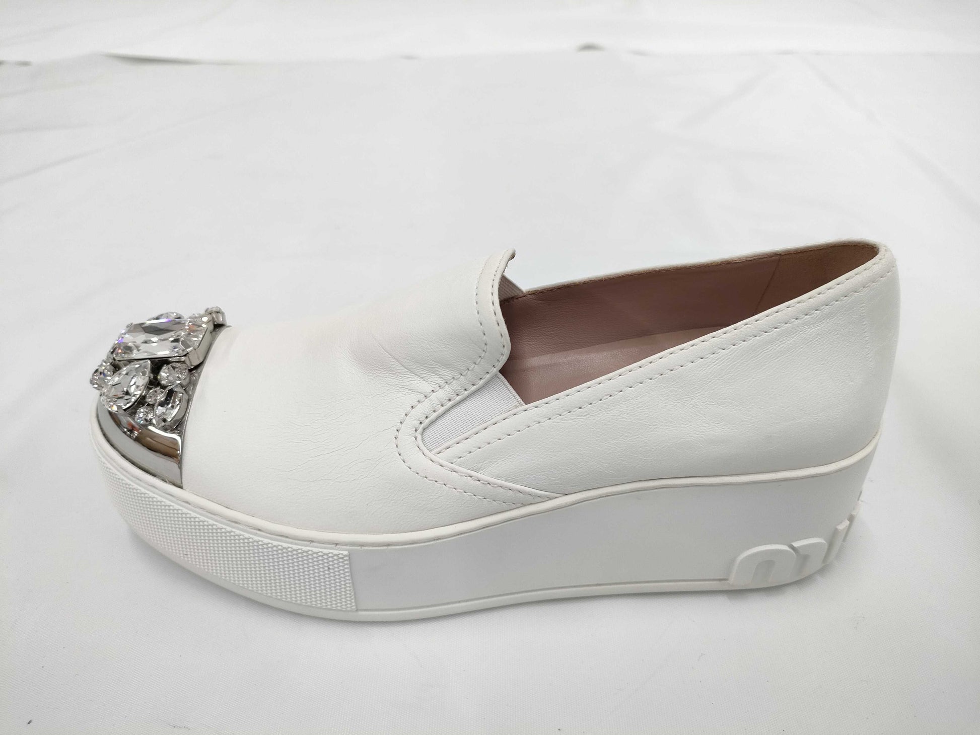 Miu Miu Beaded Slip-on Loafers, Size 36
