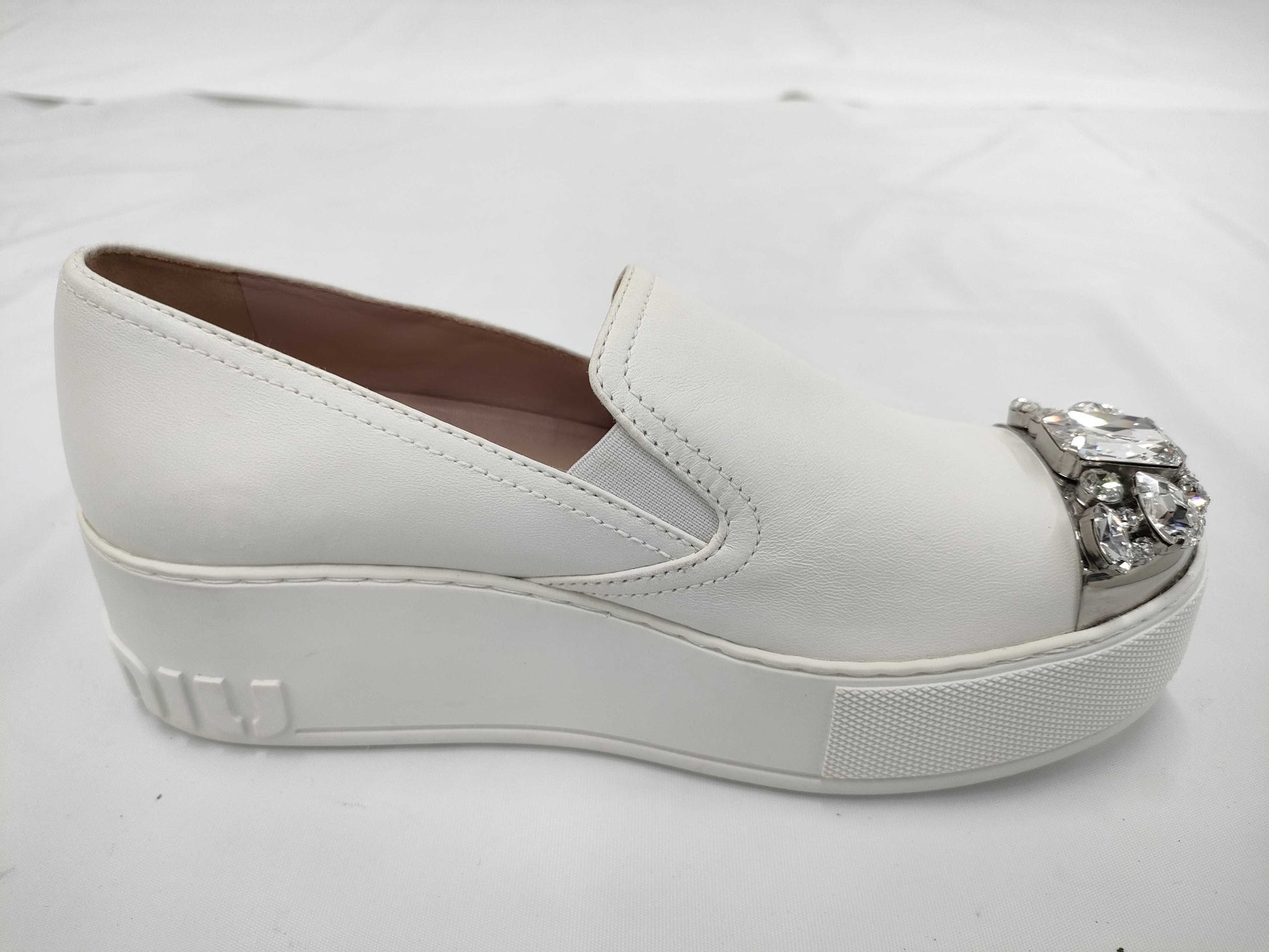 Miu Miu Beaded Slip-on Loafers, Size 36