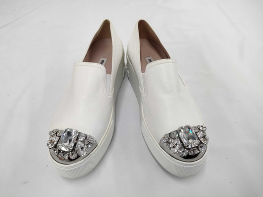 Miu Miu Beaded Slip-on Loafers, Size 36