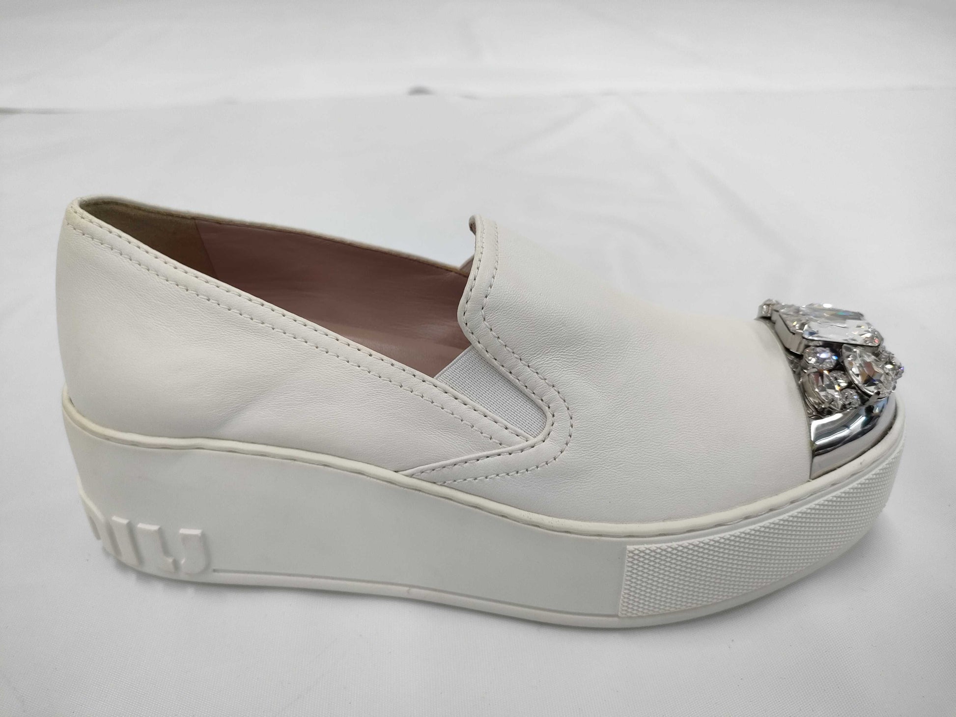 Miu Miu Beaded Slip-on Loafers, Size 36