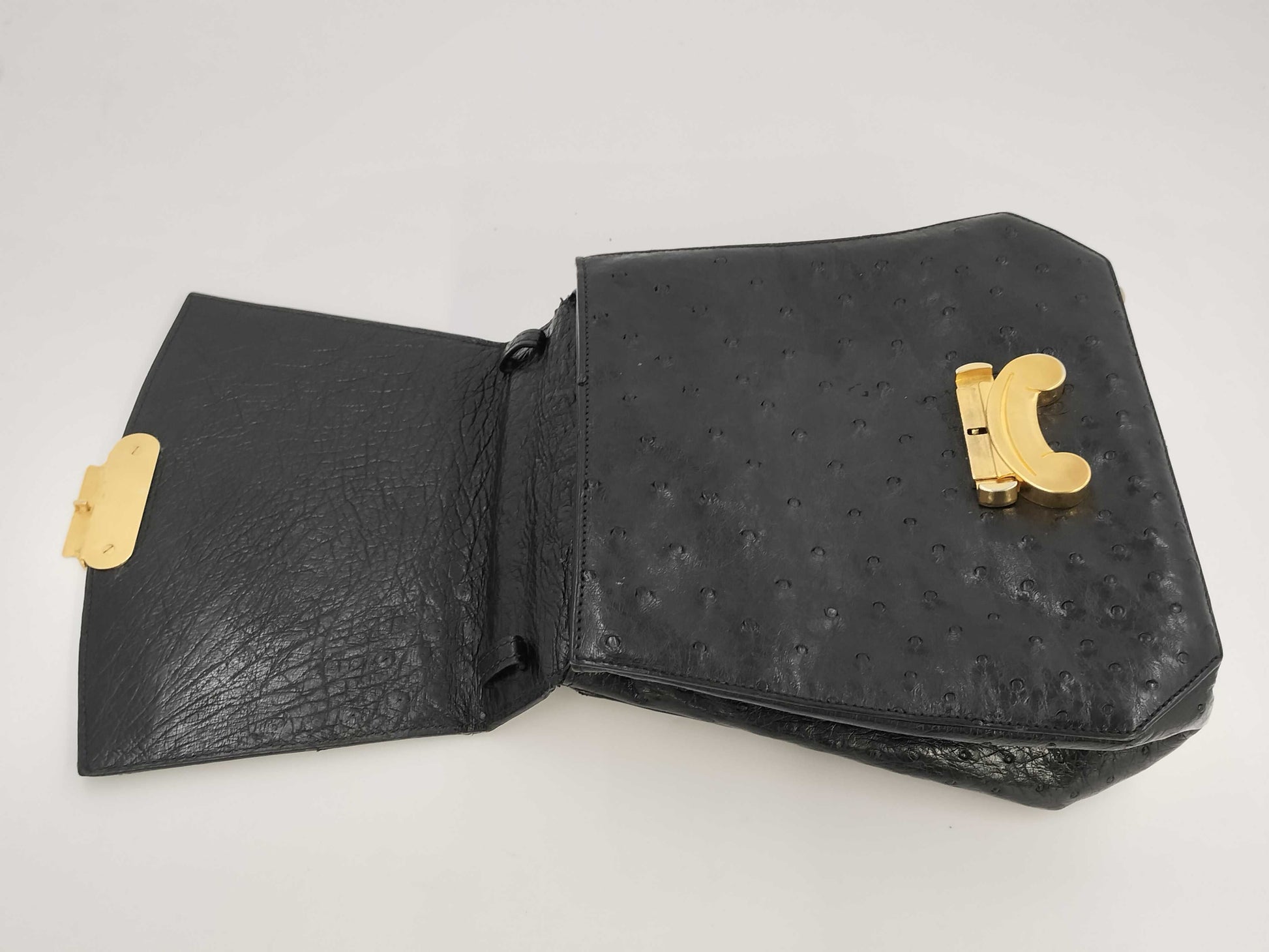 CELINE Ostrich Triomphe Hardware Handbag