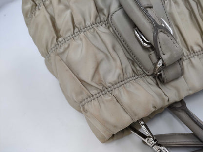 PRADA Triangle Logo Gathered Handbag
